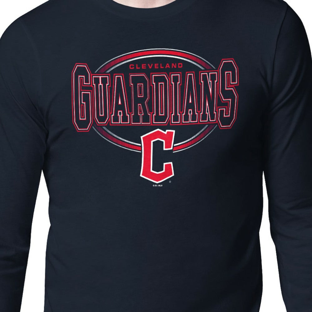 Cleveland Guardians Starter Team Track Graphic Long Sleeve T-Shirt - Navy