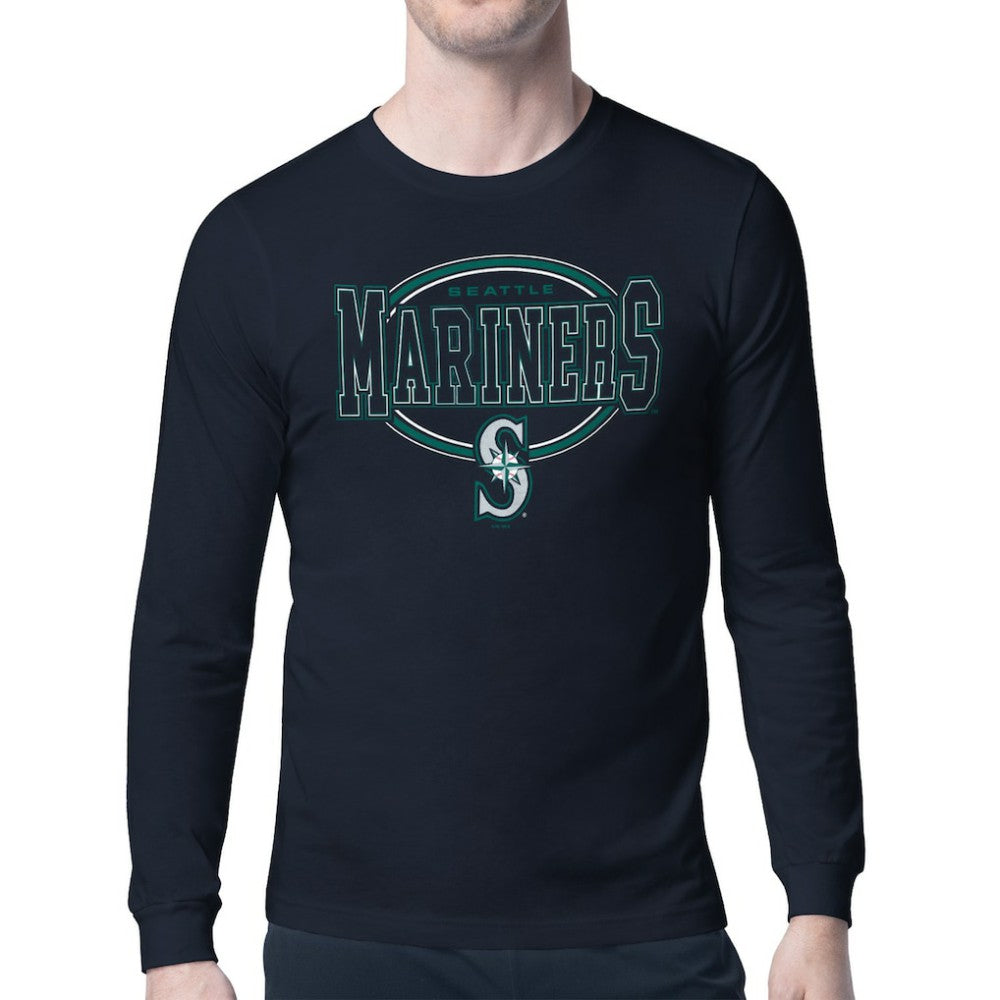 Seattle Mariners Starter Team Track Graphic Long Sleeve T-Shirt - Navy