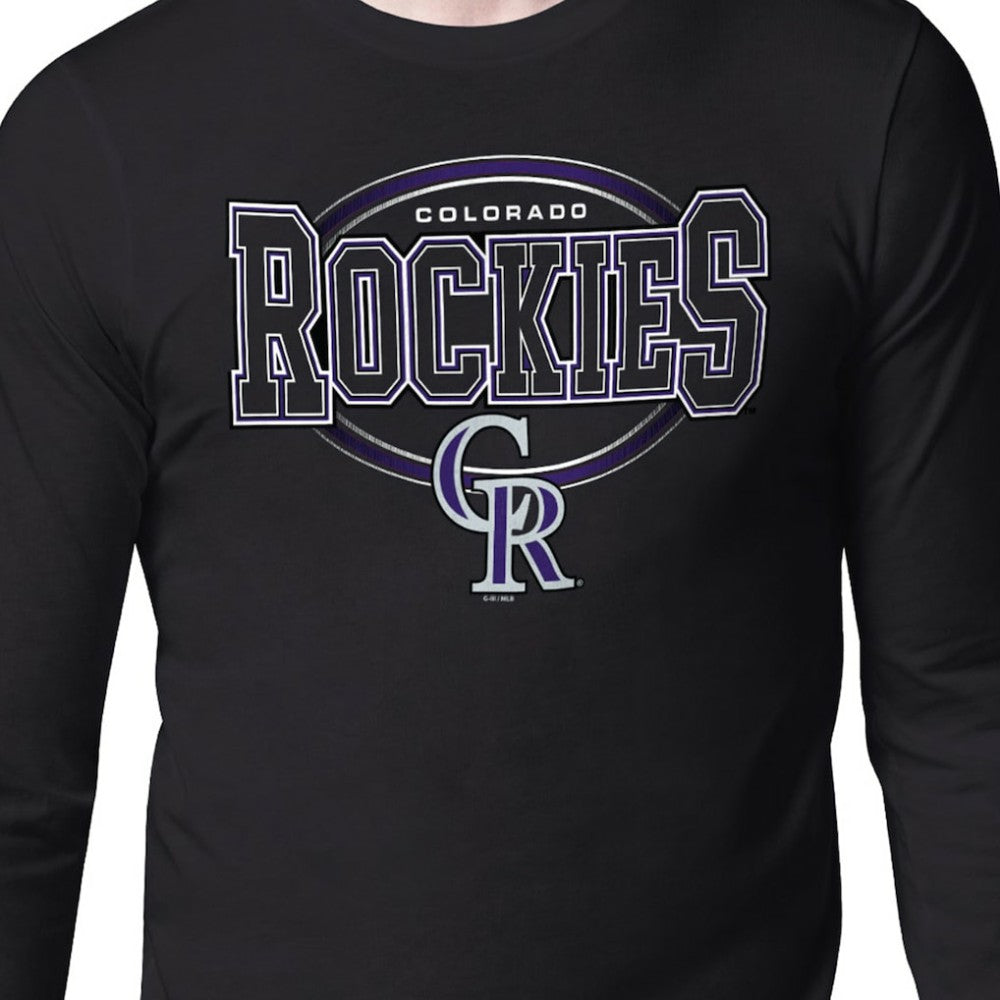 Colorado Rockies Starter Team Track Graphic Long Sleeve T-Shirt - Black