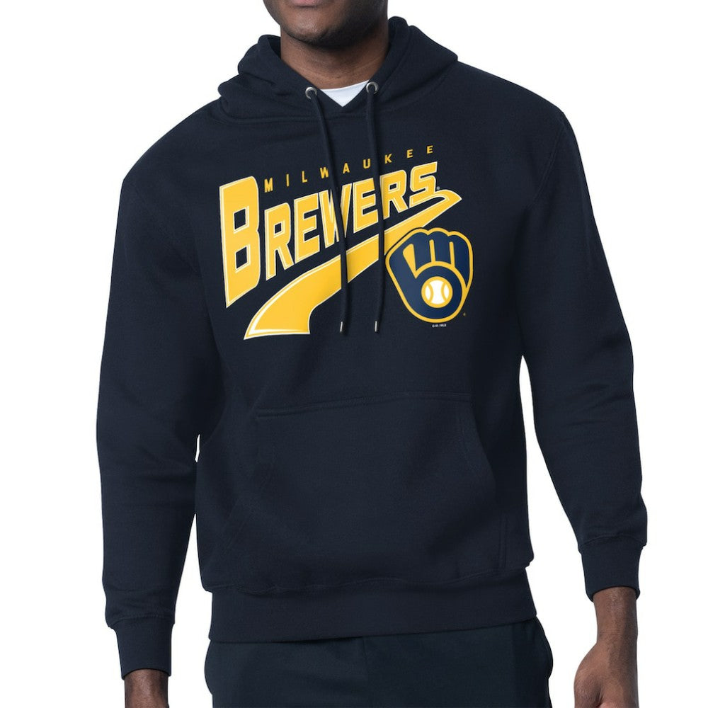 Milwaukee Brewers Starter Modern Tailsweep Fleece Tri-Blend Pullover Hoodie - Navy