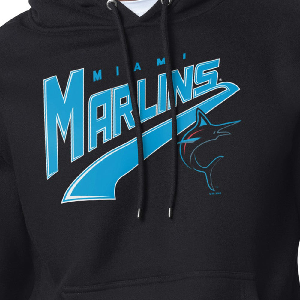 Miami Marlins Starter Modern Tailsweep Fleece Tri-Blend Pullover Hoodie - Black