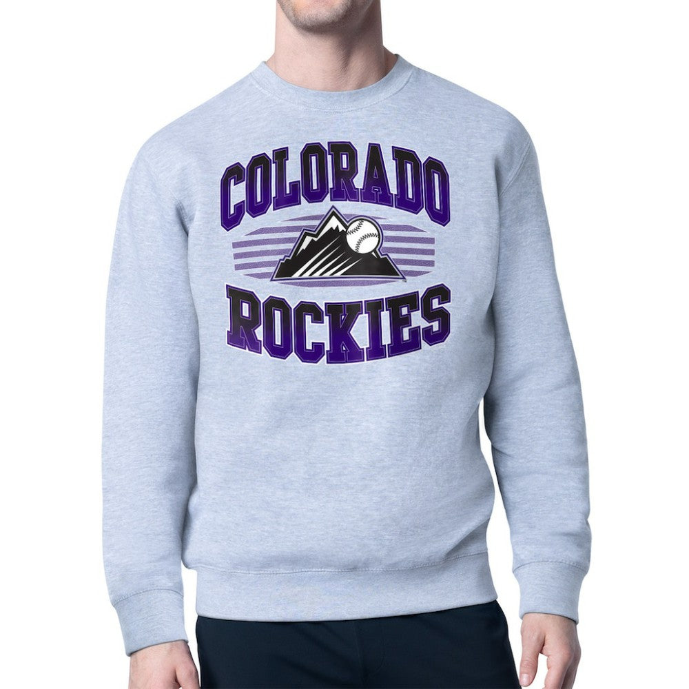 Colorado Rockies Starter Team Grit Graphic Fleece Pullover Sweatshirt - Heather Gray