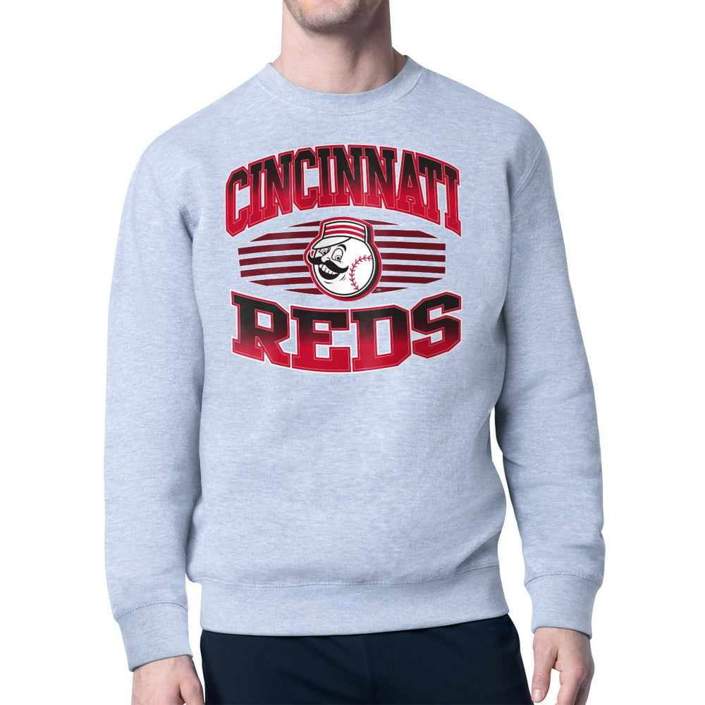 Cincinnati Reds Starter Team Grit Graphic Fleece Pullover Sweatshirt - Heather Gray