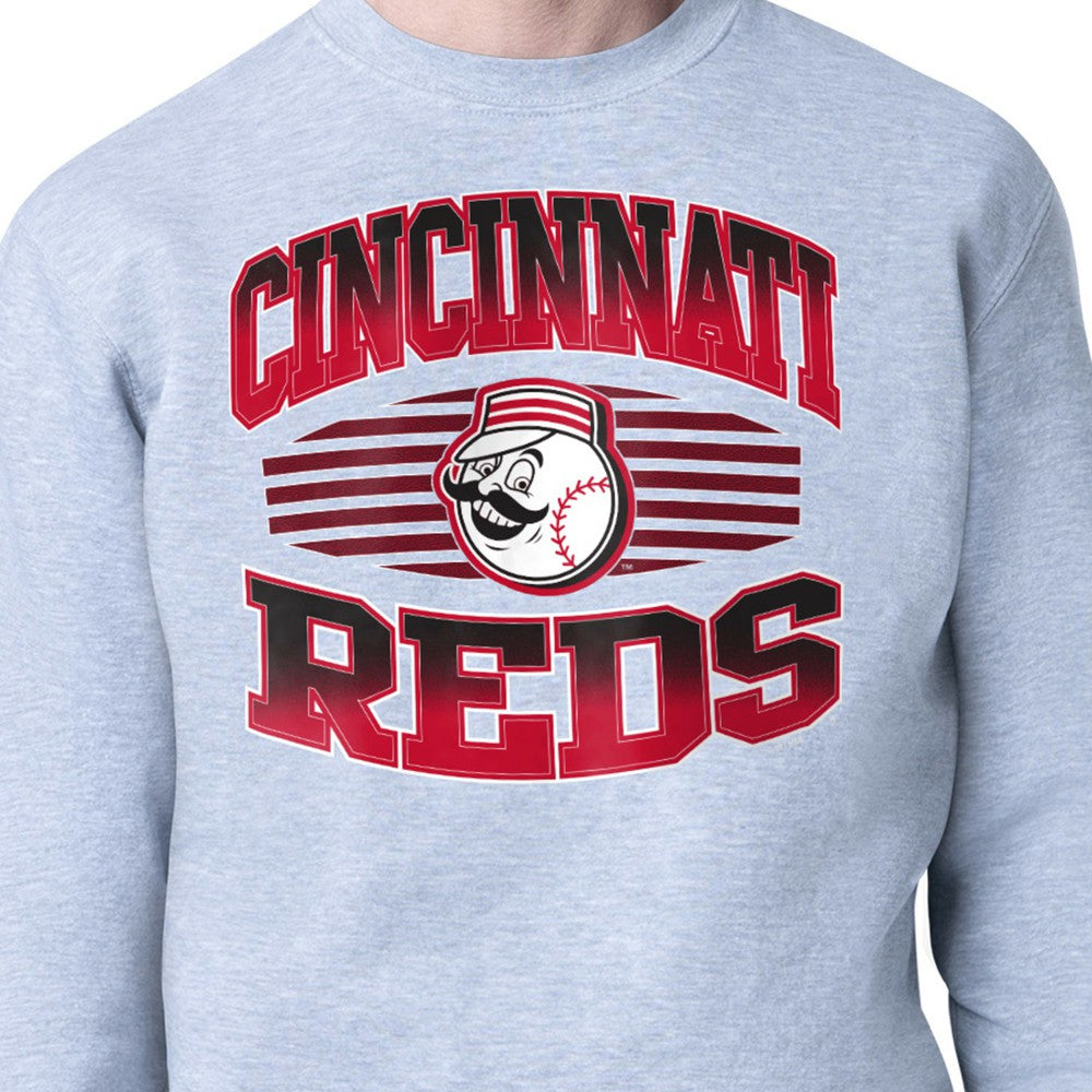 Cincinnati Reds Starter Team Grit Graphic Fleece Pullover Sweatshirt - Heather Gray
