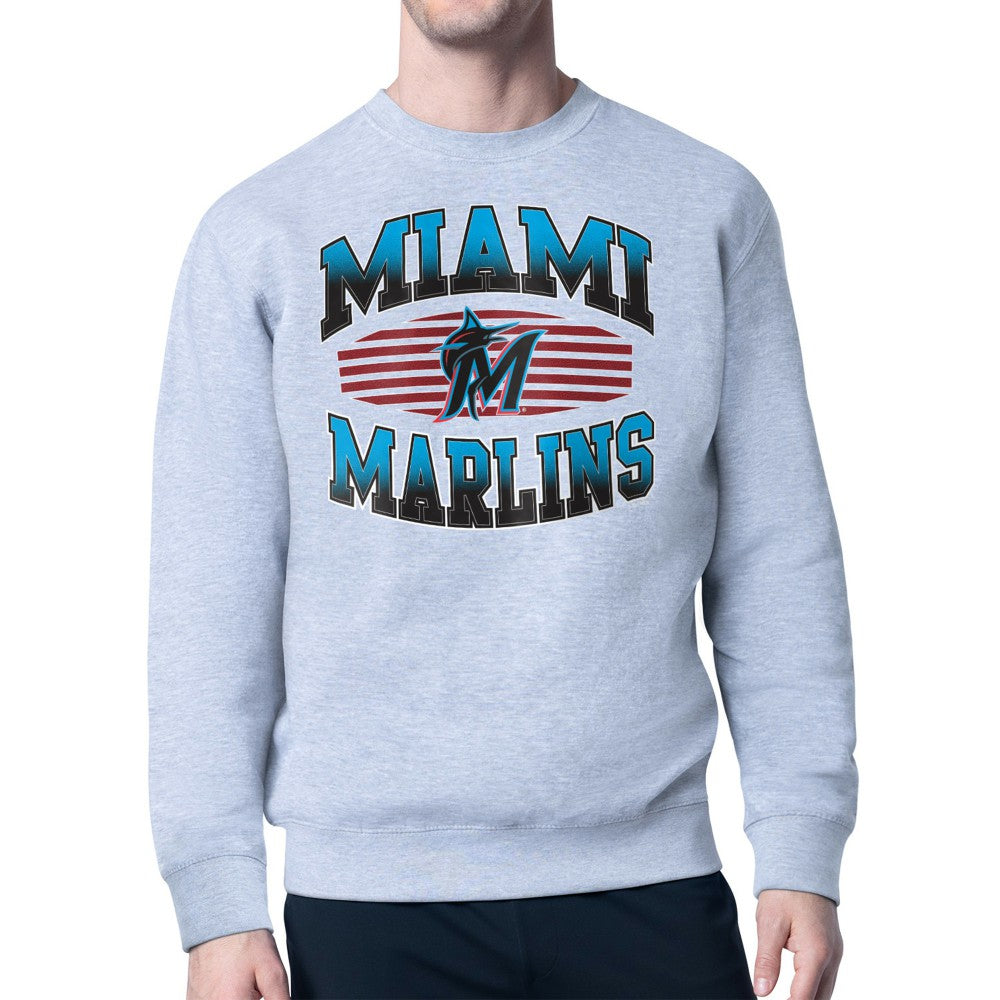 Miami Marlins Starter Team Grit Graphic Fleece Pullover Sweatshirt - Heather Gray