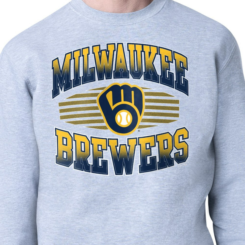 Milwaukee Brewers Starter Team Grit Graphic Fleece Pullover Sweatshirt - Heather Gray