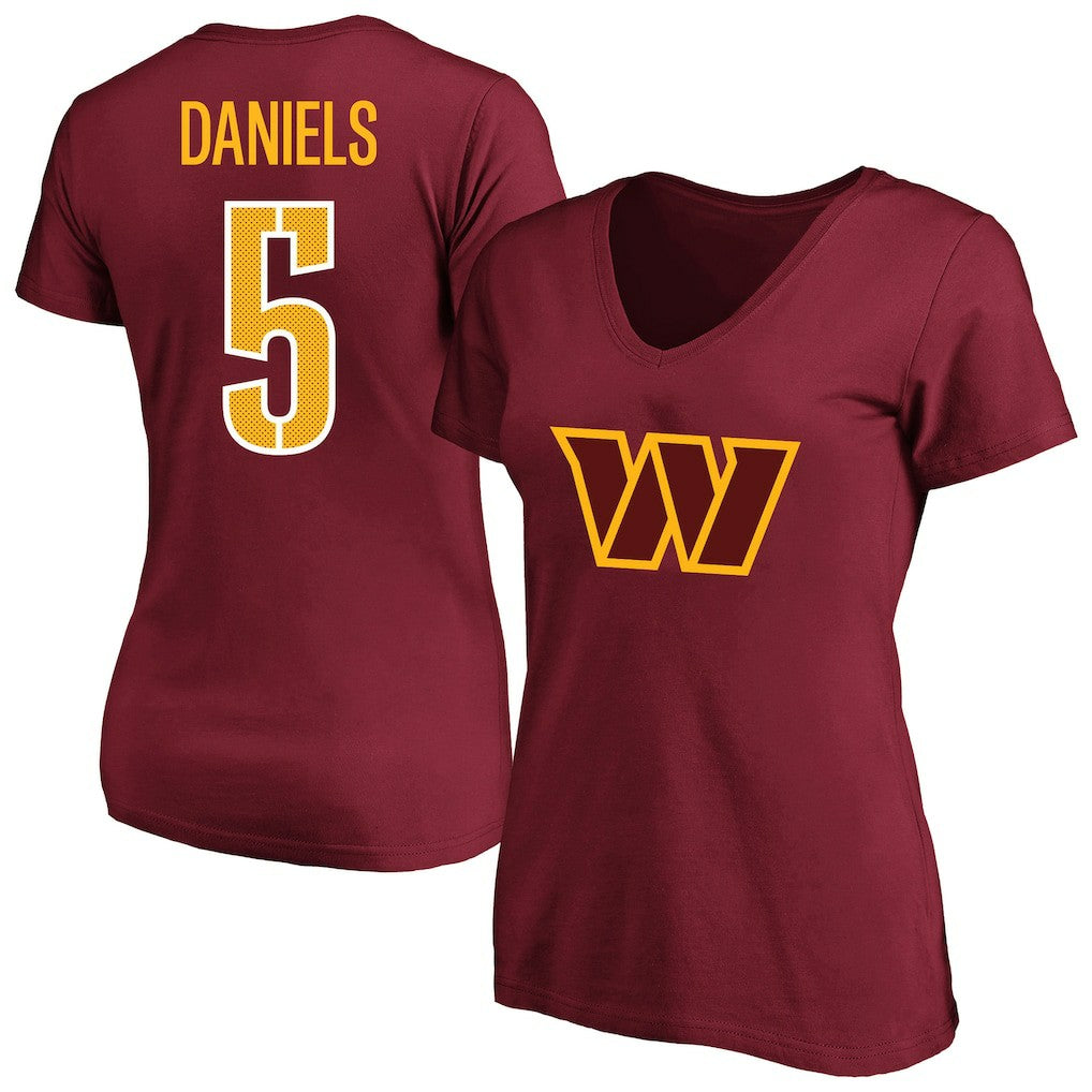Jayden Daniels Washington Commanders Women's Plus Size Name & Number T-Shirt - Burgundy outlet