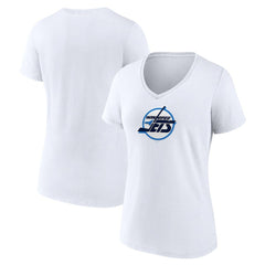 Winnipeg Jets Women's Primary Logo V-Neck T-Shirt White
