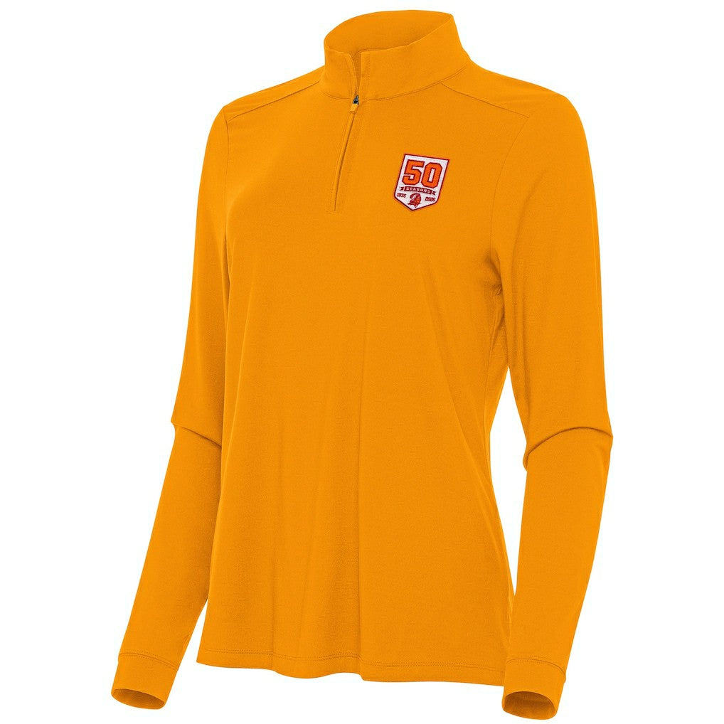 Tampa Bay Buccaneers Antigua Women's 50th Season Intent Quarter-Zip Sweatshirt - Orange cheap