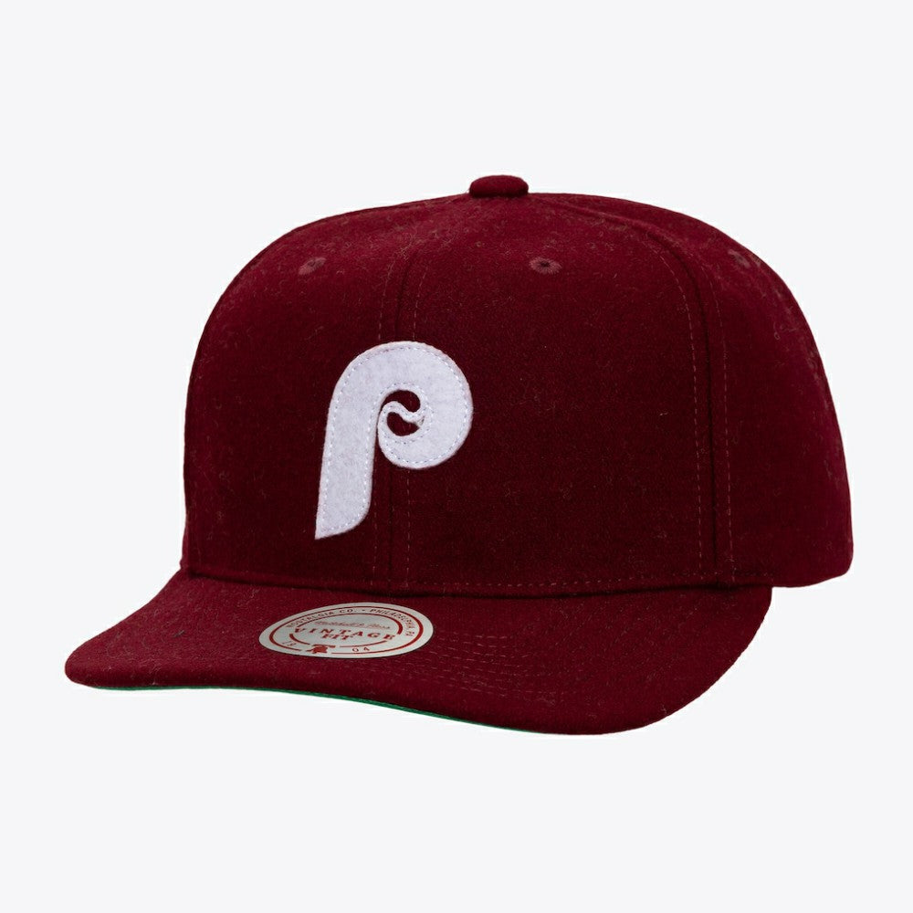 Philadelphia Phillies Vintage Fit Melton Wool Adjustable Hat - Burgundy