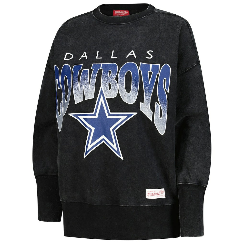 Dallas Cowboys Women's Delineate Mineral Wash Crewneck Sweatshirt - Black on sale
