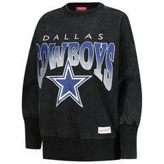 Dallas Cowboys Women's Delineate Mineral Wash Crewneck Sweatshirt - Black on sale
