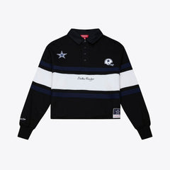 Dallas Cowboys Women's Cropped Long Sleeve Rugby Polo - Black outlet