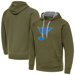 St. Louis Blues Antigua Victory Pullover Hoodie Olive