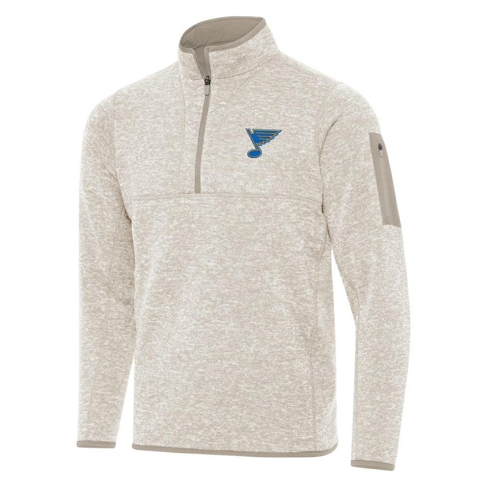 St. Louis Blues Antigua Fortune Quarter-Zip Pullover Jacket Oatmeal