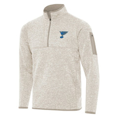 St. Louis Blues Antigua Fortune Quarter-Zip Pullover Jacket Oatmeal