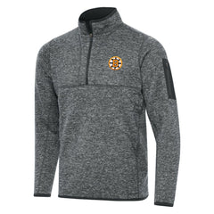 Boston Bruins Antigua Fortune Quarter-Zip Pullover Jacket Heather Black