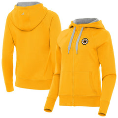 Boston Bruins Antigua Women's Victory Full-Zip Hoodie Gold