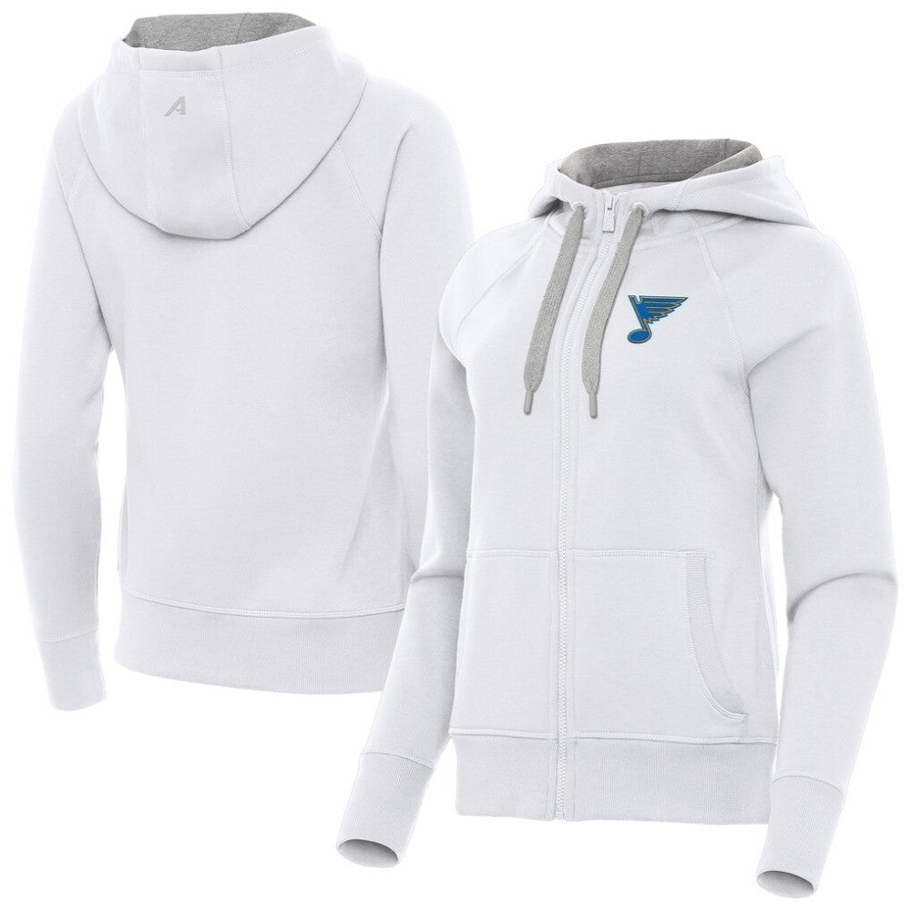 St. Louis Blues Antigua Women's Victory Full-Zip Hoodie White