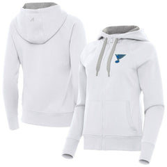 St. Louis Blues Antigua Women's Victory Full-Zip Hoodie White