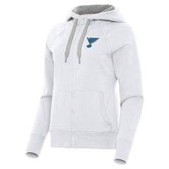 St. Louis Blues Antigua Women's Victory Full-Zip Hoodie White