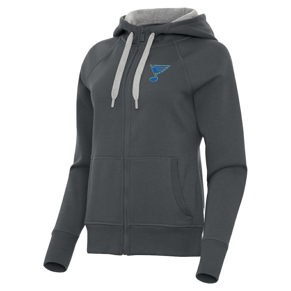 St. Louis Blues Antigua Women's Victory Full-Zip Hoodie Charcoal