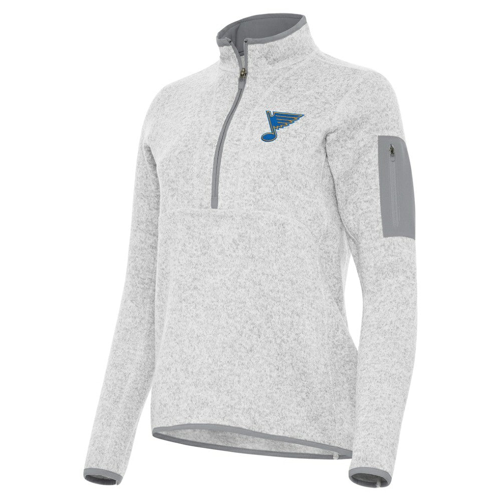 St. Louis Blues Antigua Women's Fortune Half-Zip Pullover Heather Gray