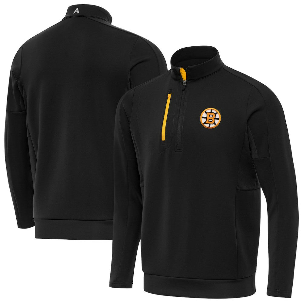 Boston Bruins Antigua Generation Quarter-Zip Pullover Top Black