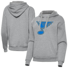 St. Louis Blues Antigua Women's Victory Pullover Hoodie Heather Gray