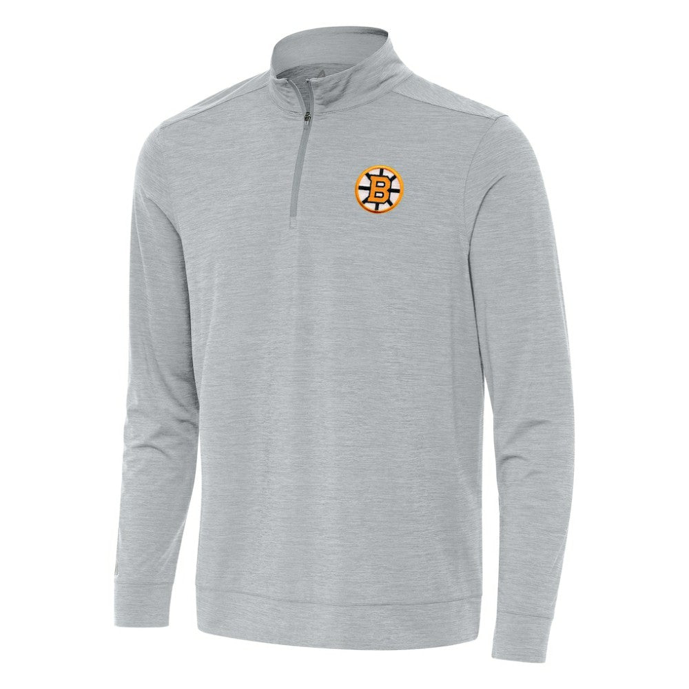 Boston Bruins Antigua Bright Quarter-Zip Pullover Heather Gray