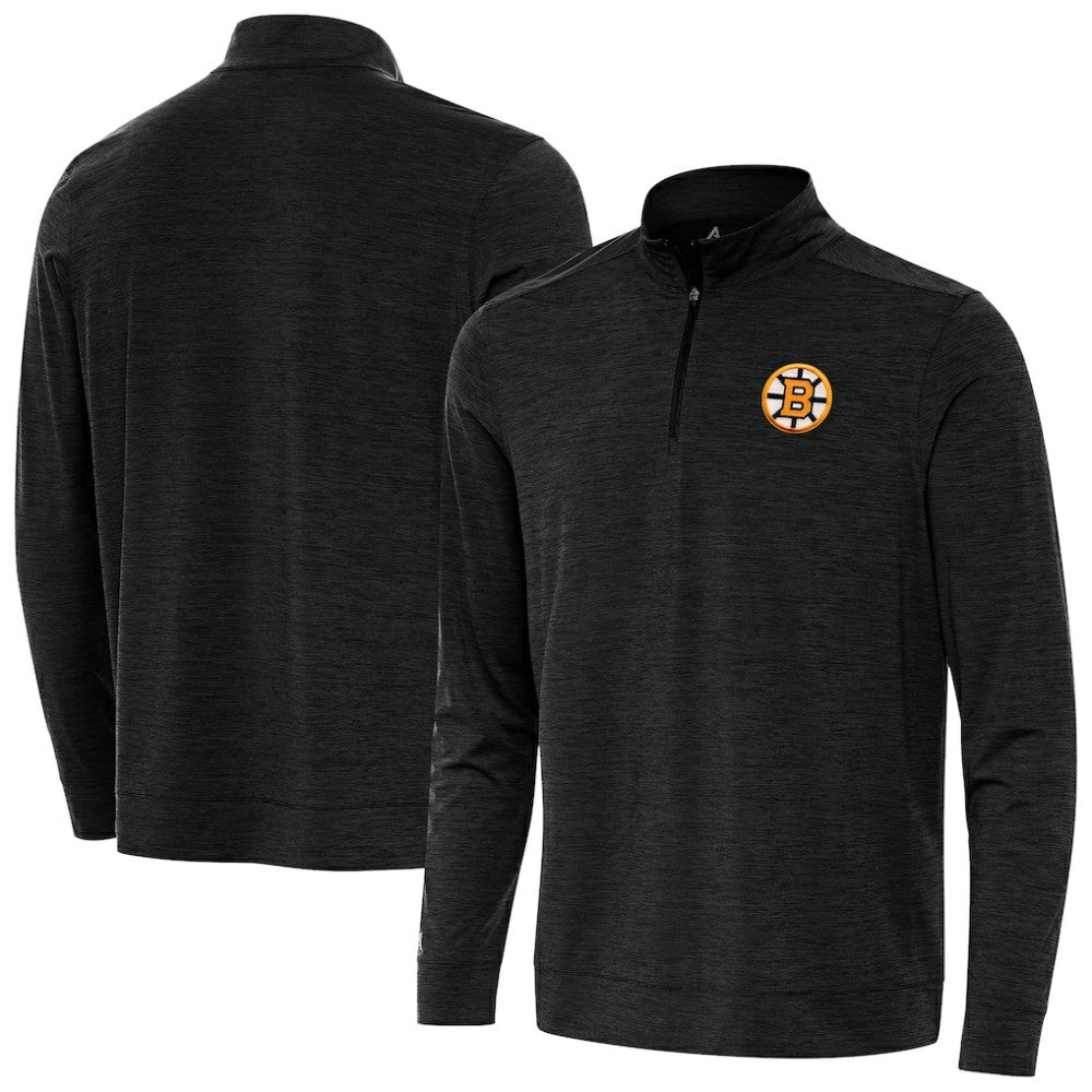 Boston Bruins Antigua Bright Quarter-Zip Pullover Heather Black