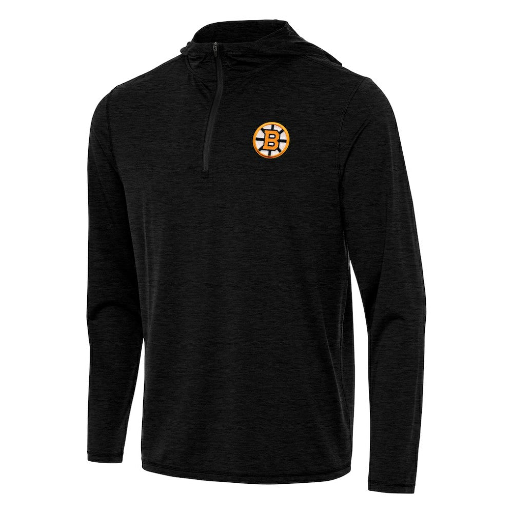 Boston Bruins Antigua Tidy Quarter-Zip Hoodie Heather Black