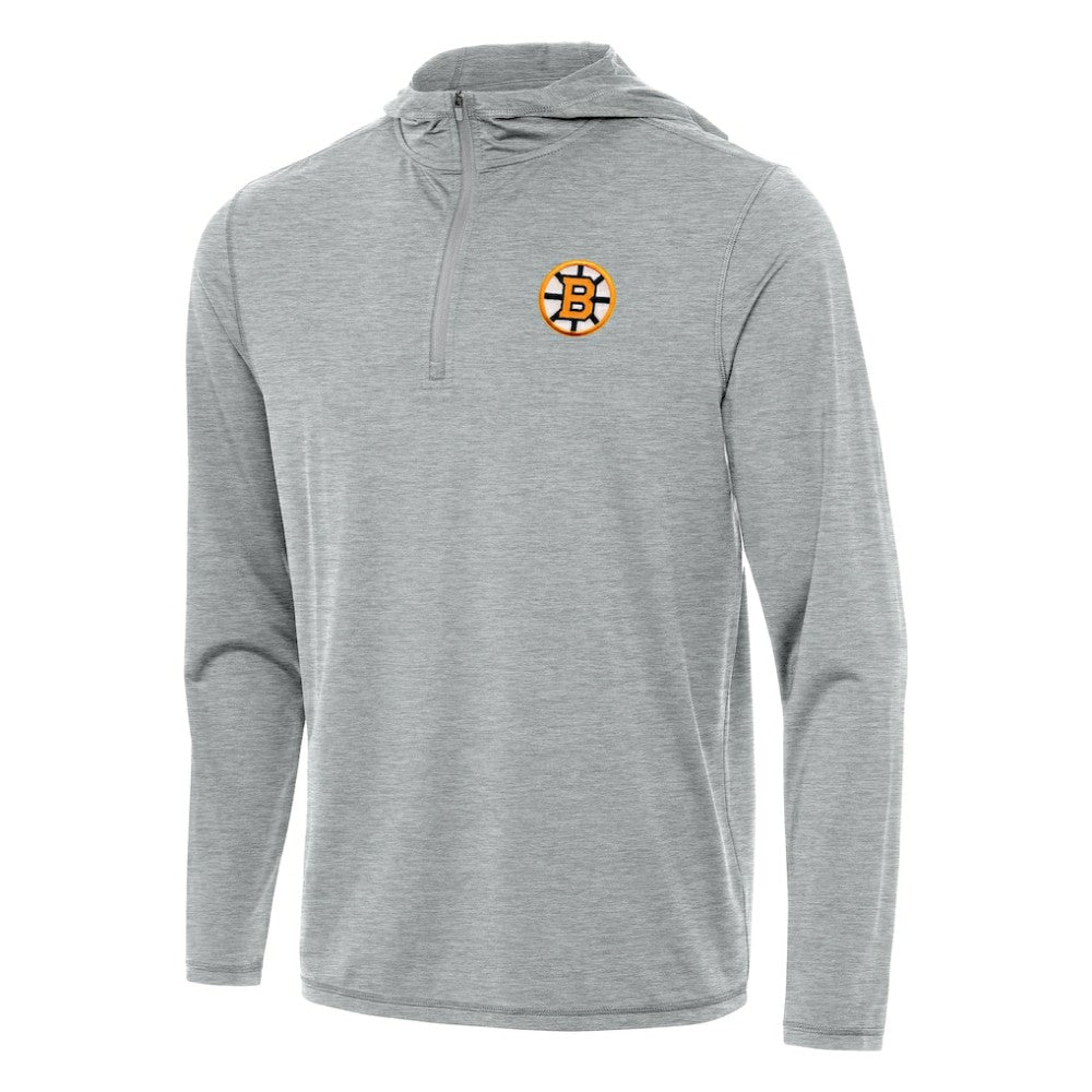 Boston Bruins Antigua Tidy Quarter-Zip Hoodie Heather Gray