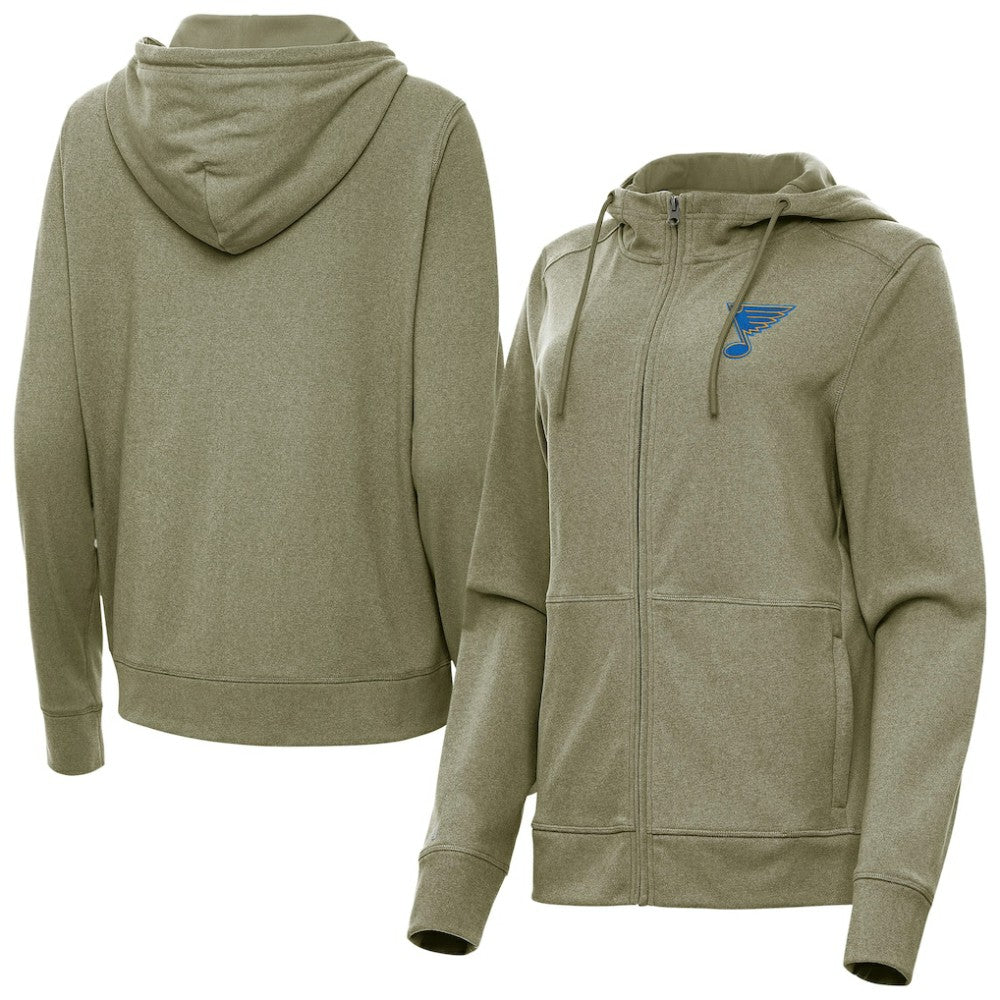 St. Louis Blues Antigua Women's Seeker Full-Zip Hoodie Olive