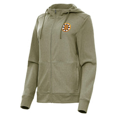 Boston Bruins Antigua Women's Seeker Full-Zip Hoodie Olive