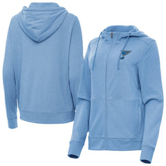 St. Louis Blues Antigua Women's Seeker Full-Zip Hoodie Heather Blue