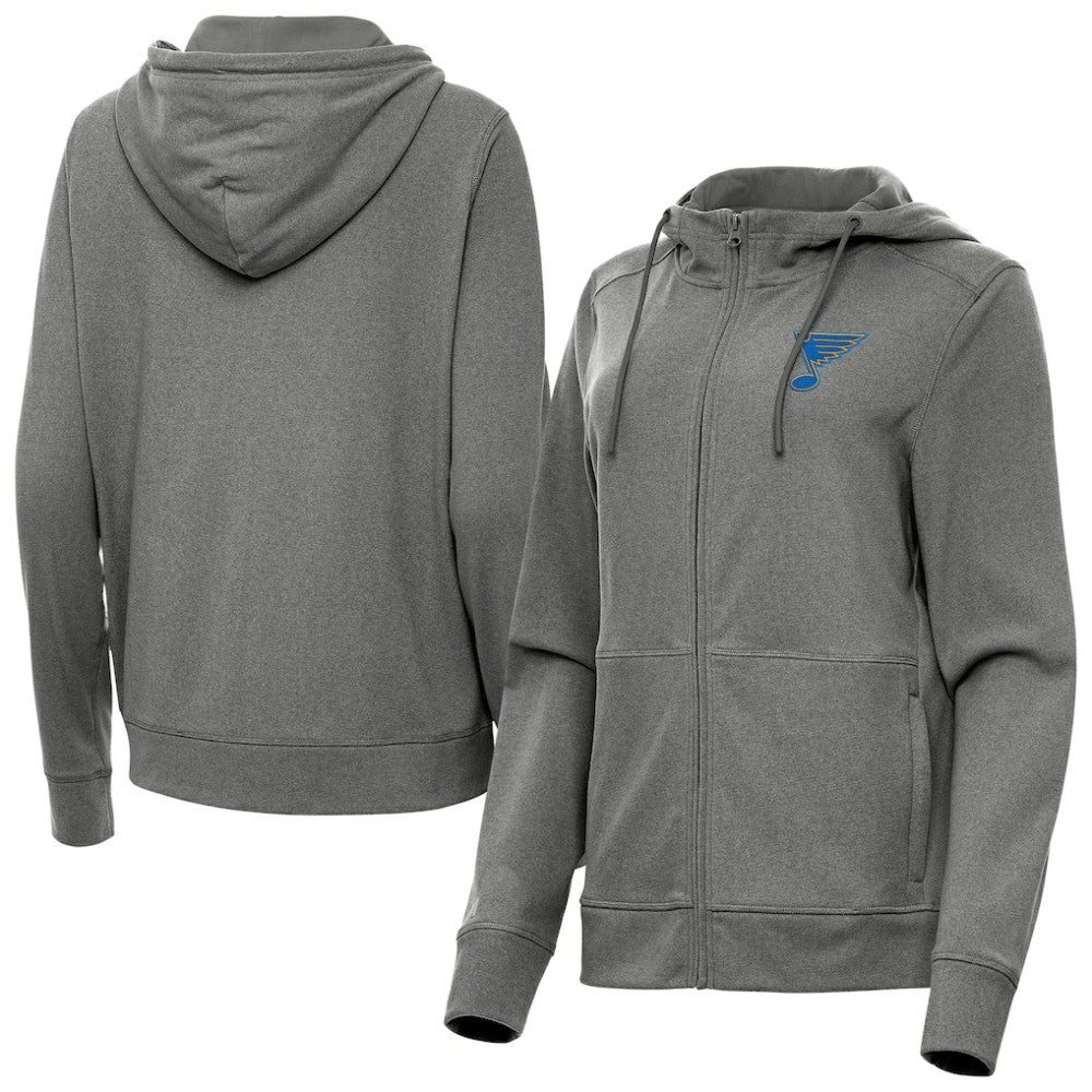 St. Louis Blues Antigua Women's Seeker Full-Zip Hoodie Heather Black