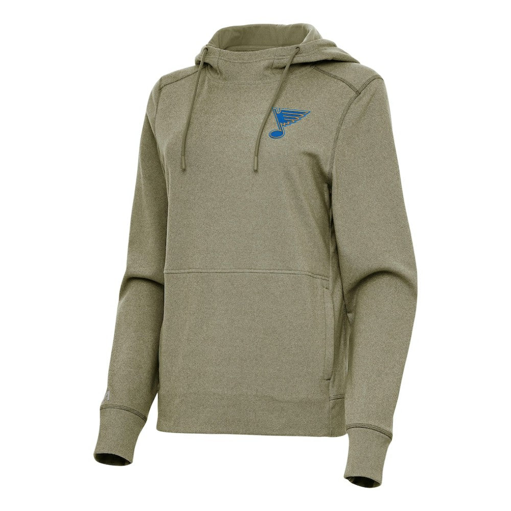 St. Louis Blues Antigua Women's Justice Pullover Hoodie Olive