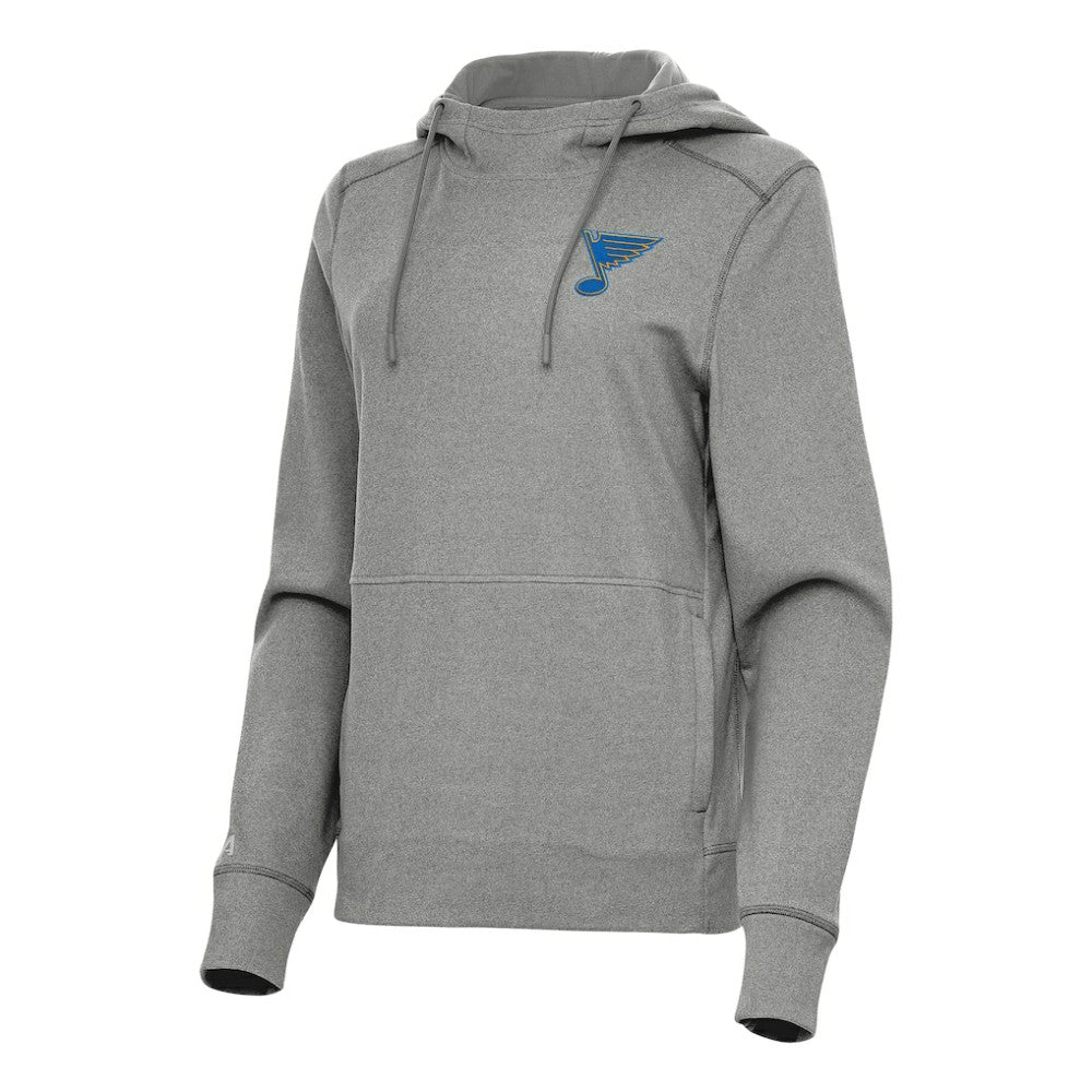 St. Louis Blues Antigua Women's Justice Pullover Hoodie Heather Black