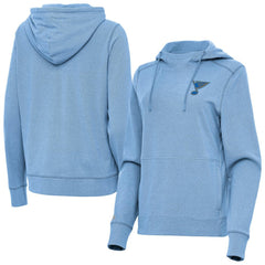 St. Louis Blues Antigua Women's Justice Pullover Hoodie Heather Blue
