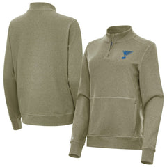 St. Louis Blues Antigua Women's Crush Quarter-Zip Pullover Olive