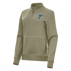 St. Louis Blues Antigua Women's Crush Quarter-Zip Pullover Olive