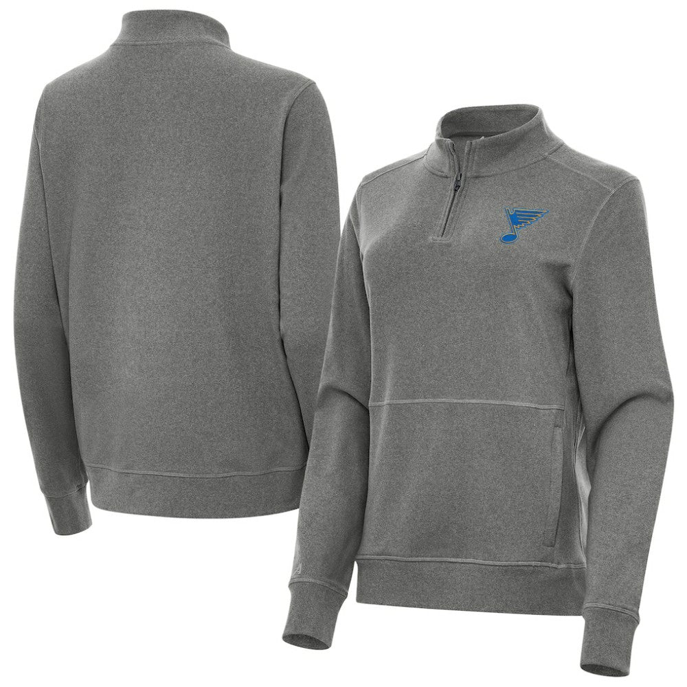 St. Louis Blues Antigua Women's Crush Quarter-Zip Pullover Heather Black