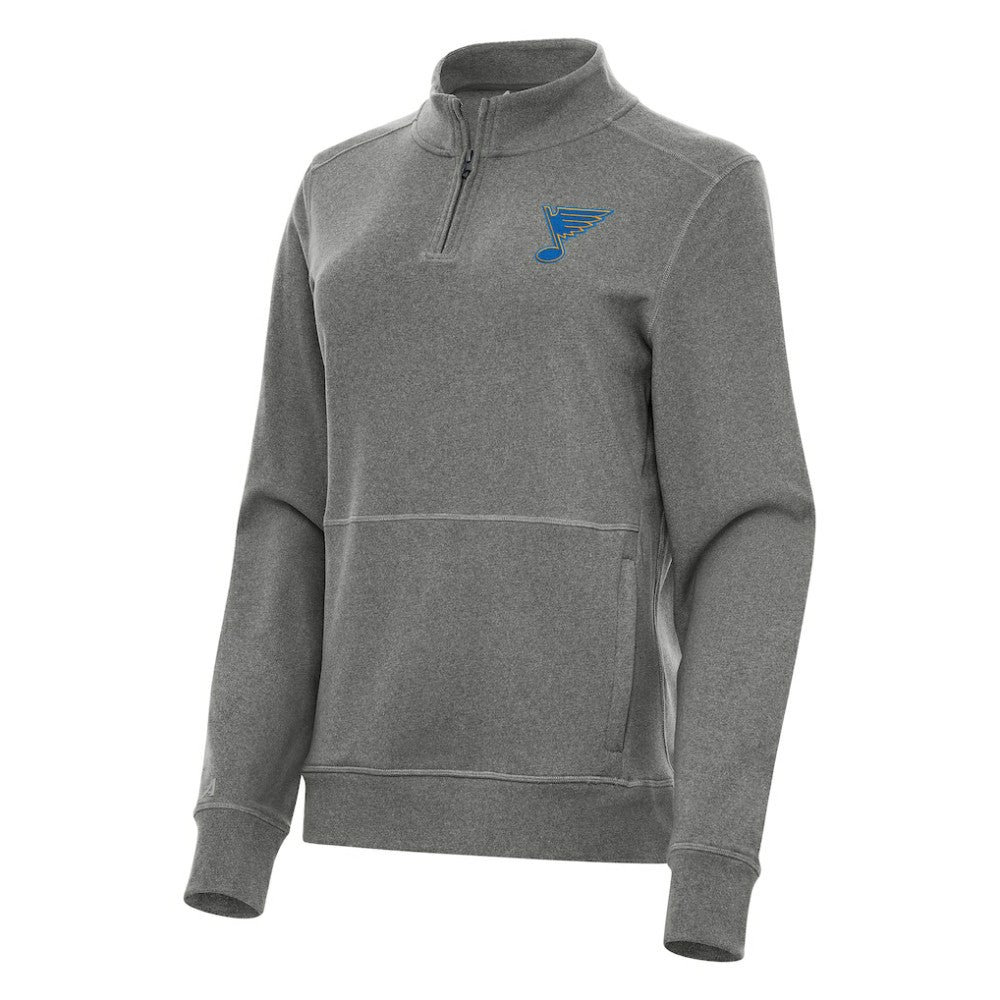 St. Louis Blues Antigua Women's Crush Quarter-Zip Pullover Heather Black