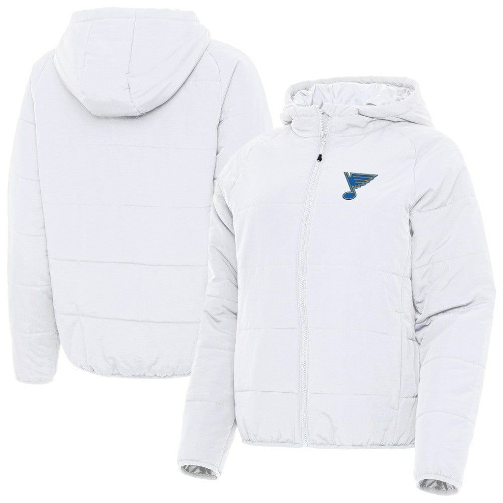 St. Louis Blues Antigua Women's Raglan Universe Full-Zip Hooded Jacket White