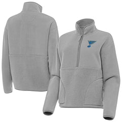 St. Louis Blues Antigua Women's Figure Half-Zip Pullover Gray