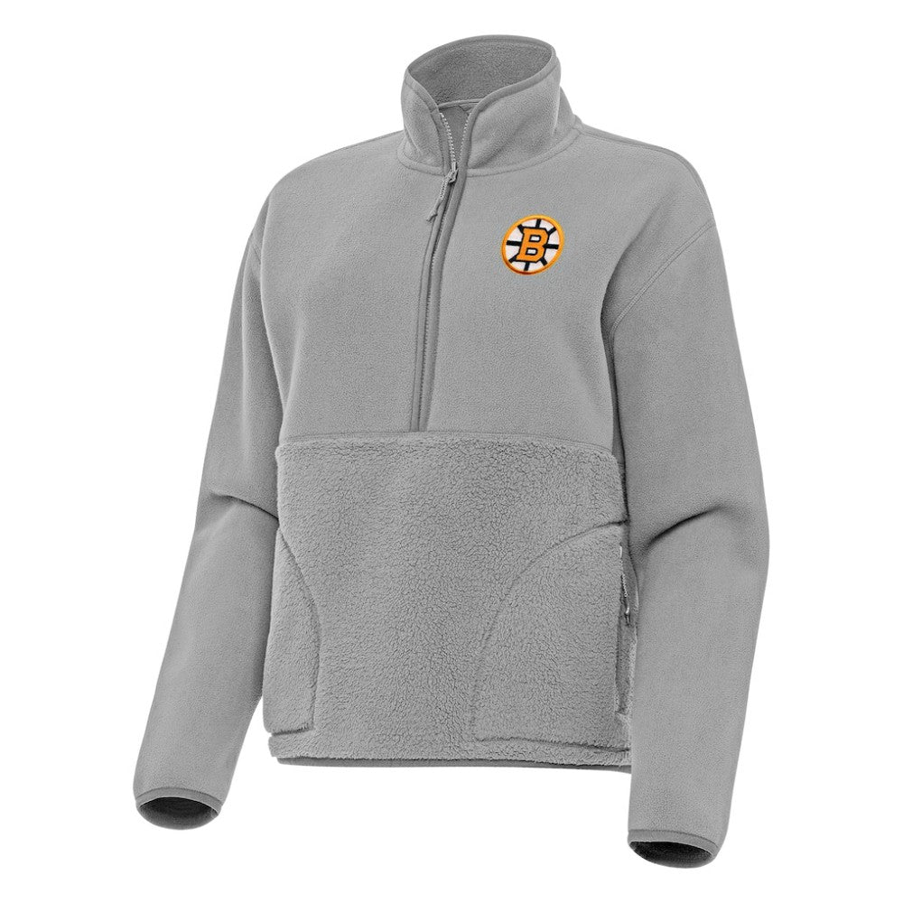 Boston Bruins Antigua Women's Figure Half-Zip Pullover Gray