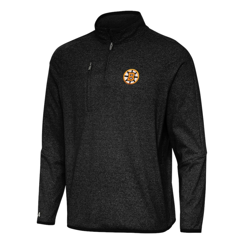 Boston Bruins Antigua Certain Tri-Blend Quarter-Zip Top Heather Black