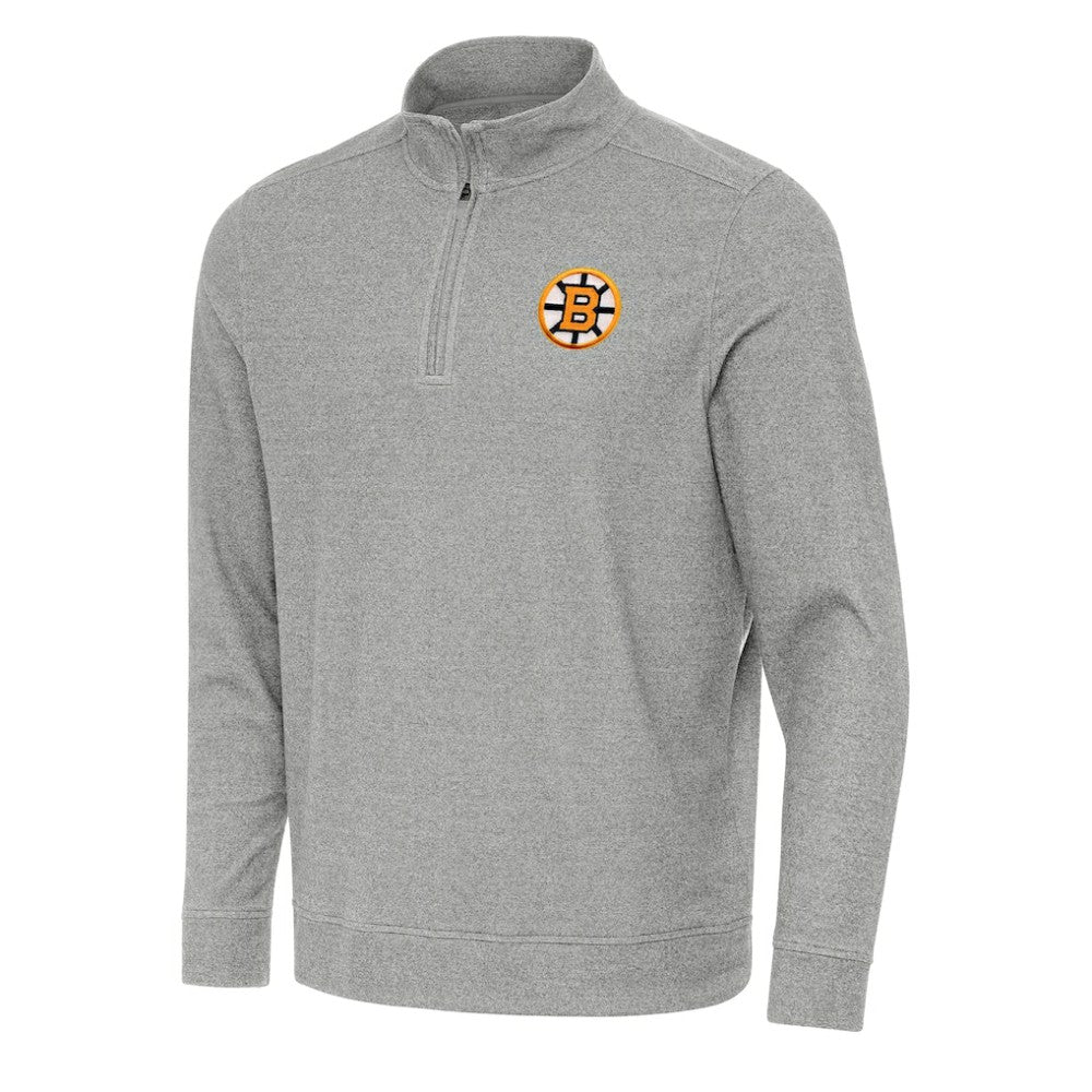 Boston Bruins Antigua Subtle Quarter-Zip Sweatshirt Heather Gray