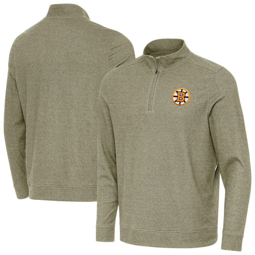 Boston Bruins Antigua Subtle Quarter-Zip Sweatshirt Olive